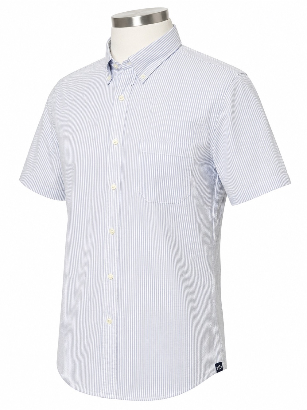 Men’s Southern Tide Seersucker Button Down Shirt Large Blue White Striped